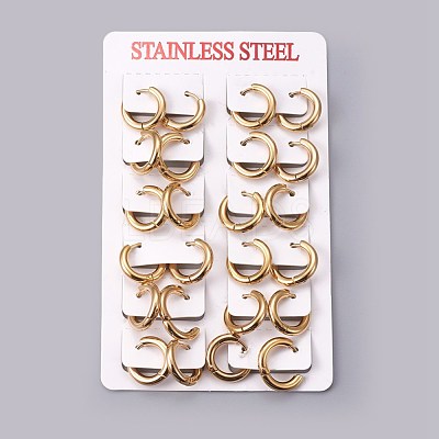 Ion Plating(IP) 304 Stainless Steel Huggie Hoop Earrings X-EJEW-O087-06C-1