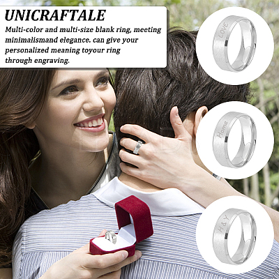 12Pcs 201 Stainless Steel Plain Band Ring for Men Women RJEW-UN0002-44A-1