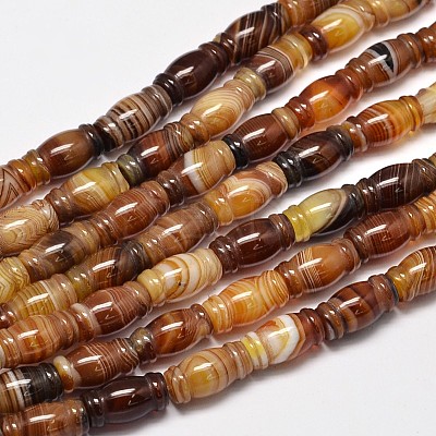 Column Natural Striped Agate/Banded Agate Bead Strands G-M258-41-1