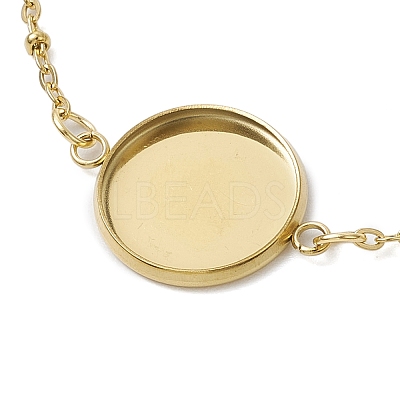 2Pcs 2 Colors 304 Stainless Steel Round Cabochon Setting Bracelets BJEW-JB11090-1
