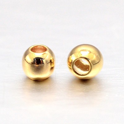 Real Gold Plated Brass Round Spacer Beads X-KK-L147-197-2.5mm-NR-1