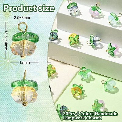 20Pcs 4 Colors Handmade Lampwork Charms LAMP-CJ0001-92-1