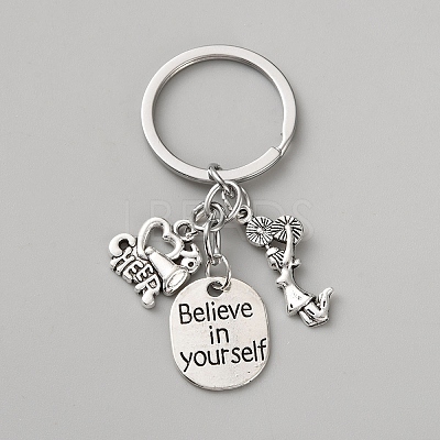 Alloy Pendant Keychains KEYC-WH0030-72-1