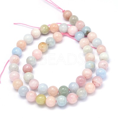 Round Natural Morganite Beads Strands G-F222-35-8mm-1