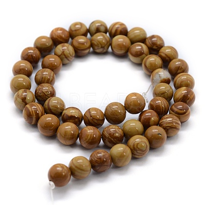 Natural Wood Lace Stone Wooden Jasper Beads Strands X-G-G763-05-8mm-1