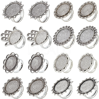 16Pcs 8 Style Adjustable Alloy Finger Rings Components FIND-SC0008-64-1