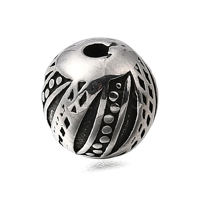 Engraved 304 Stainless Steel Beads STAS-H263-17AS-08-1