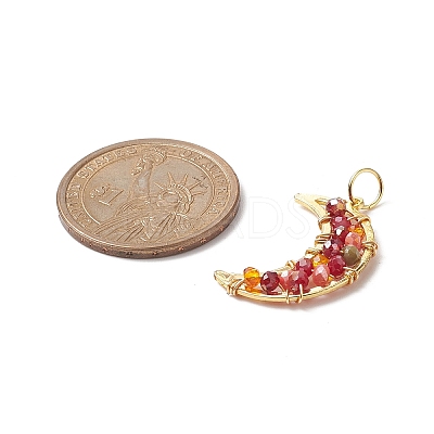 Glass Bead Moon Pendants PALLOY-JF02019-1