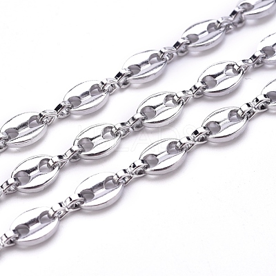Non-Tarnish 3.28 Feet 304 Stainless Steel Coffee Bean Chains X-CHS-G011-14P-1