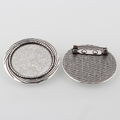 Vintage Alloy Brooch Cabochon Bezel Settings PALLOY-O038-36AS-1