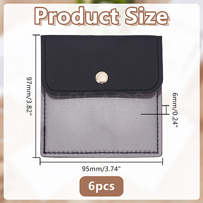 6Pcs PVC PU Leather Jewelry Envelope Pouches with Snap Button ABAG-WH0039-49B-1