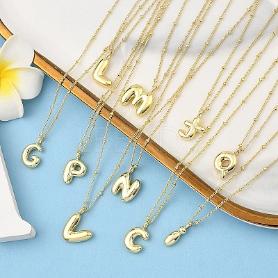 1Pc Initial Letter Brass Pendant Necklaces NJEW-YW0001-24N-1