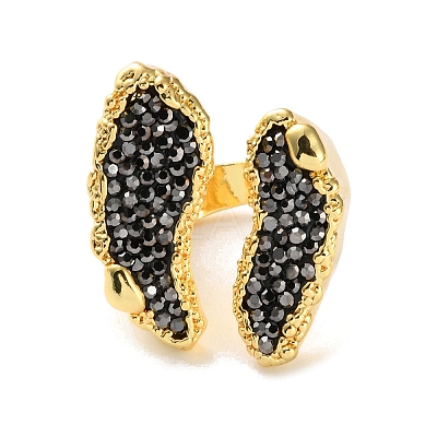 Long-Lasting Plated Micro Pave Rhinestone Open Cuff Rings RJEW-K286-01G-1