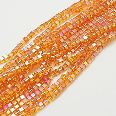 Electroplate Glass Beads Strands EGLA-D018-6x6mm-52-1
