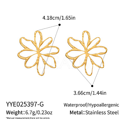 304 Stainless Steel Hollow Flower Stud Earrings LS-CB8096-1-1