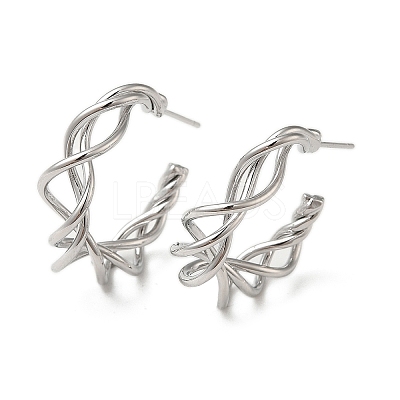 Brass Wire Twist Stud Earrings EJEW-C070-02P-1