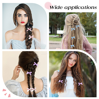 Bowknot Polyester Alligator Hair Clips AJEW-CP0008-35C-1