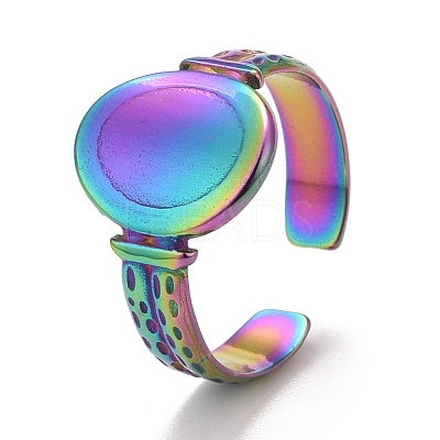 Rainbow Color Ion Plating(IP) 304 Stainless Steel Open Cuff Rings RJEW-A005-15-1