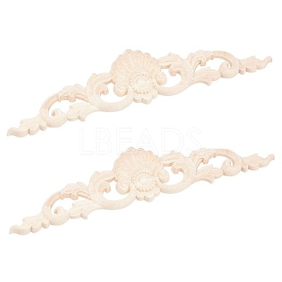 Natural Solid Wood Carved Onlay Applique Craft WOOD-WH0101-71-1