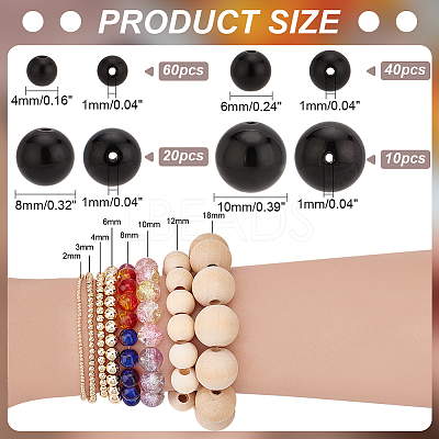 130Pcs 4 Style Natural Obsidian Beads Strands G-PH0002-48-1