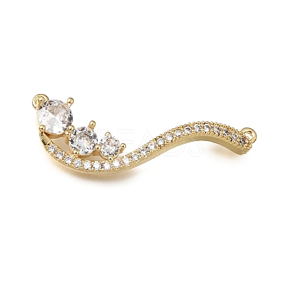 Brass Micro Pave Clear Cubic Zirconia Connector Charms CU-CBA3569-04G-D-1