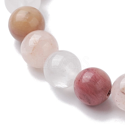 Natural Mixed Gemstone Round Beaded Stretch Bracelets for Women BJEW-JB10086-04-1