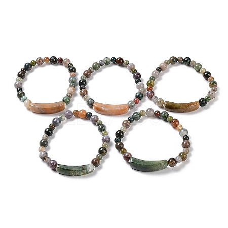 Natural Indian Agate Stretch Bracelets BJEW-F395-C01-1