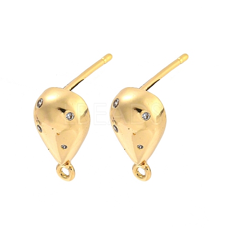 Brass Micro Pave Cubic Zirconia Stud Earring Findings KK-P263-19KCG-1