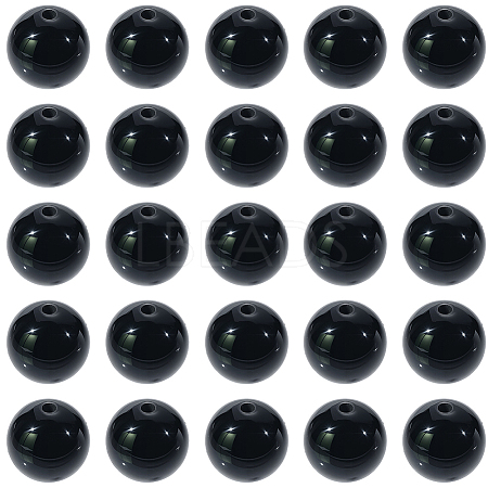 2 Strands Round Natural Black Onyx(Dyed & Heated) Beads Strands G-SP0001-24-1