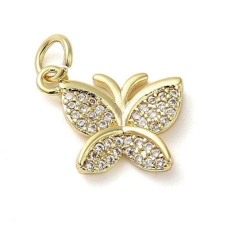 Brass Micro Pave Clear Cubic Zirconia Pendants KK-U005-01H-G-1