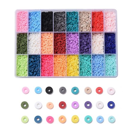 240G 24 Colors Handmade Polymer Clay Beads CLAY-JP0001-07-4mm-1