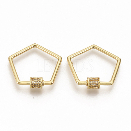 Brass Micro Pave Clear Cubic Zirconia Screw Carabiner Lock Charms ZIRC-S066-005-1