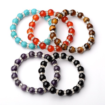 Gemstone Stretch Bracelets BJEW-JB01533-1