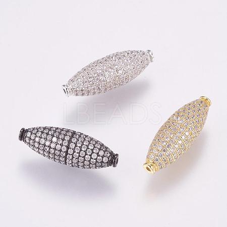 Brass Micro Pave Cubic Zirconia Beads KK-P116-16-1