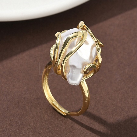 ABS Plastic Pearl Finger Rings RJEW-L128-01G-1