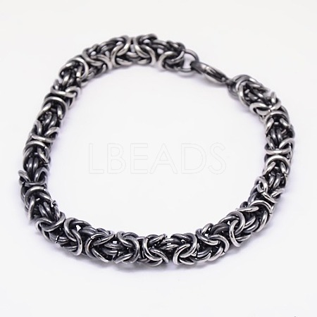 Fashionable Retro 304 Stainless Steel Byzantine Chain Bracelets BJEW-F041-08-1