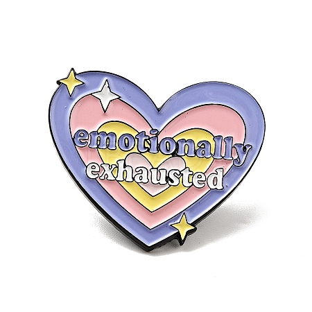 Heart with Word Emotionally Exhausted Enamel Pin JEWB-G018-11B-EB-1