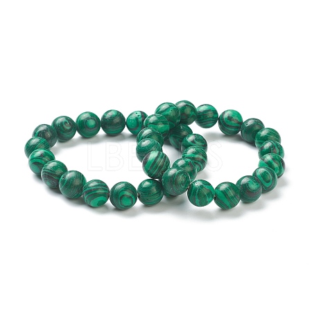 Synthetic Malachite Beaded Stretch Bracelets BJEW-A117-E-16-1