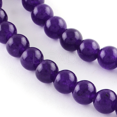 Dyed Natural White Jade Round Bead Strands G-Q937-22-1