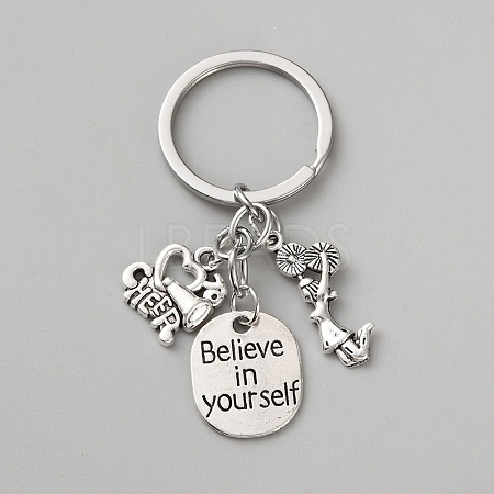 Alloy Pendant Keychains KEYC-WH0030-72-1