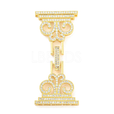 Rack Plating Brass Micro Pave Clear Cubic Zirconia Fold Over Clasps ZIRC-F140-06G-1