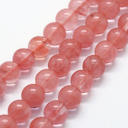 Cherry Quartz Glass Beads Strands X-G-I199-28-10mm-1