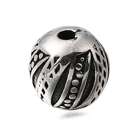 Engraved 304 Stainless Steel Beads STAS-H263-17AS-08-1