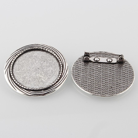 Vintage Alloy Brooch Cabochon Bezel Settings PALLOY-O038-36AS-1