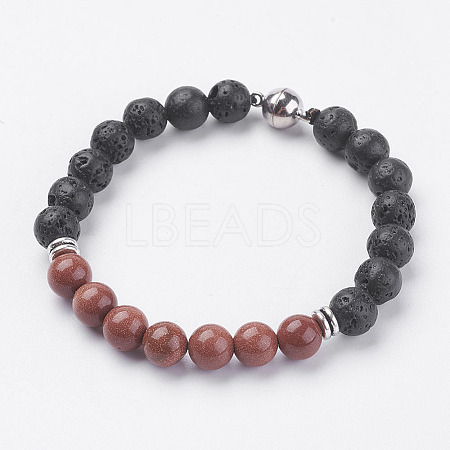 Natural Lava Rock Beads Stretch Bracelets BJEW-I241-13G-1