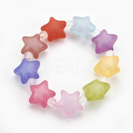 Frosted Acrylic Beads Kids Stretch Bracelets BJEW-JB03895-04-1