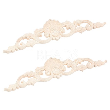 Natural Solid Wood Carved Onlay Applique Craft WOOD-WH0101-71-1