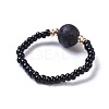Natural Lava Rock Stretch Rings RJEW-JR00255-01-2