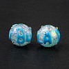 UV Plating Rainbow Iridescent Crackle Acrylic Enamel Beads OACR-I003-07-2