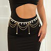 Alloy & Imitation Pearl Twisted Chain Round Tassel Waist Chains for Women WG6FFC1-07-1